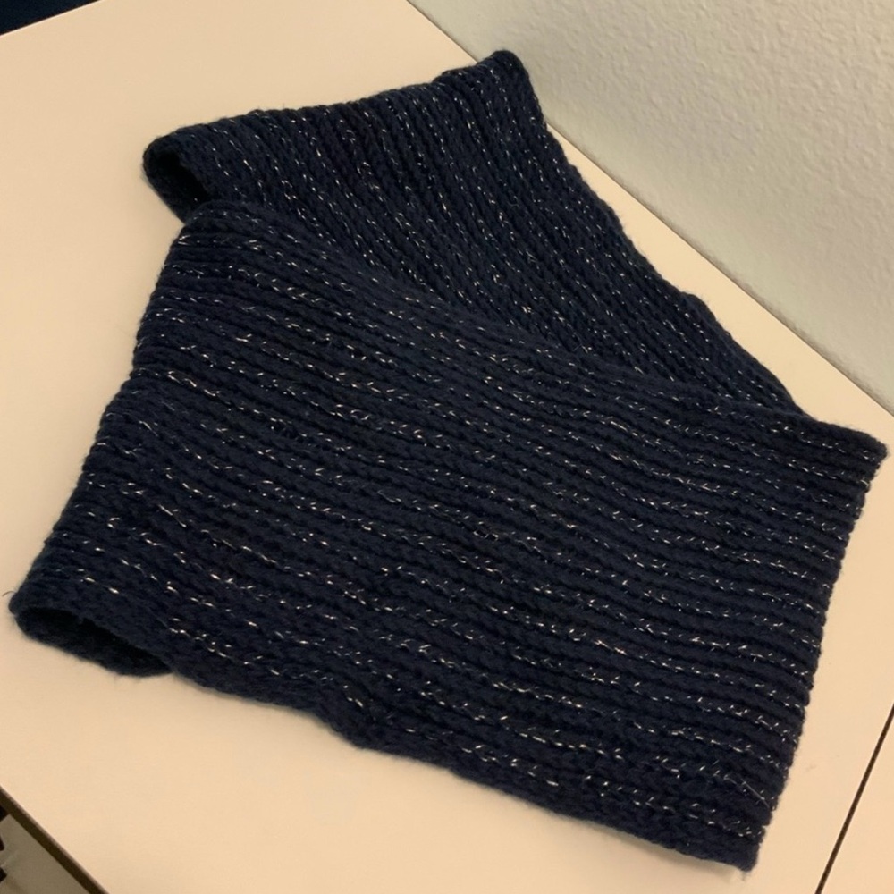 Navy Blue Knit  wrap Scarf